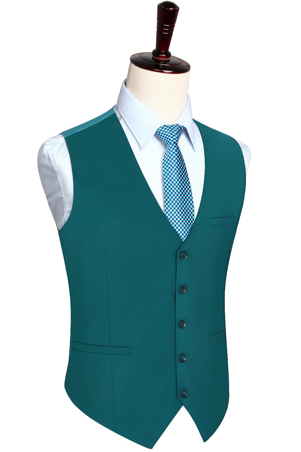 HISDERN Men's Suit Vest Business Formal Dress Waistcoat Vest with 3 Pockets for Suit or Tuxedo