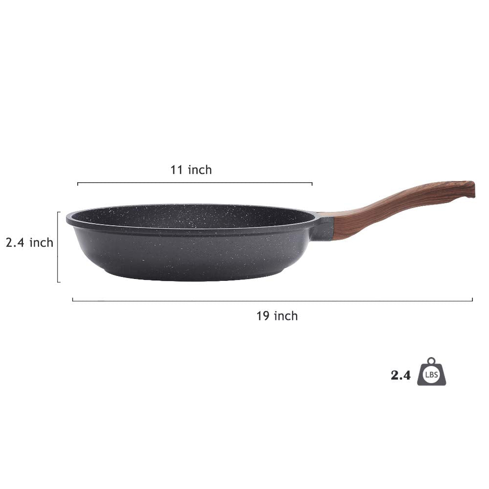 SENSARTE Nonstick Frying Pan Skillet, Swiss Granite Coating Omelette Pan, Healthy Stone Cookware Chef's Pan, PFOA Free (8/9.5/10/11/12.5 Inch) (9.5 Inch)