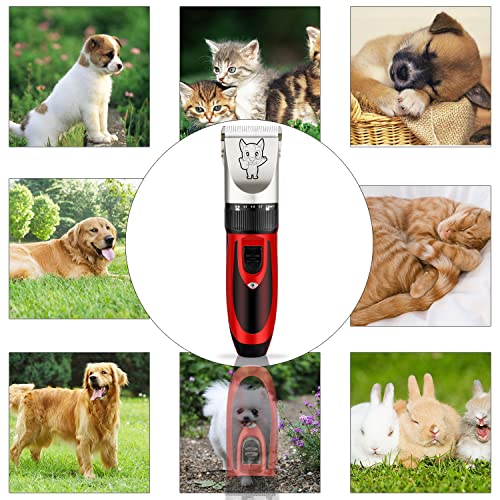 Dog Grooming Kit Clippers, Low Noise, Electric Quiet, Rechargeable, Cordless, Pet Hair Thick Coats Clippers Trimmers Set, Suitable for Dogs, Cats, and Other Pets (Gold)