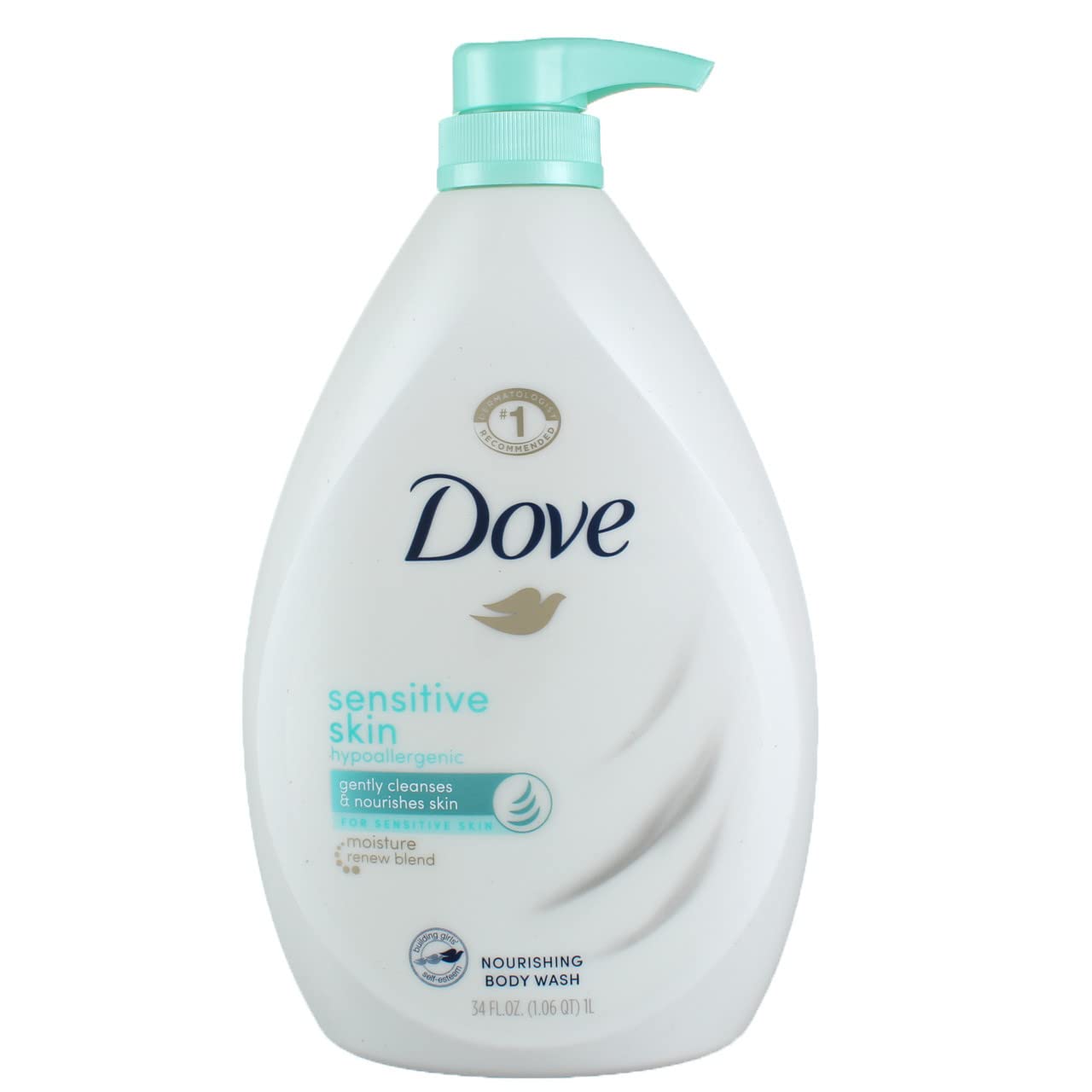 Dove Body Wash with Pump Sensitive Skin Hypoallergenic, Paraben-Free, Sulfate-Free, Cruelty-Free, Moisturizing Skin Cleanser Effectively Washes Away Bacteria While Nourishing Skin 30.6 oz