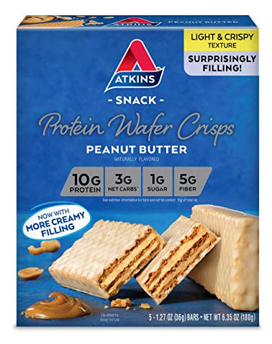 Atkins Chocolate Crème Protein Wafer Crisps, Protein Dessert, 4g Net Carb, 1g Sugar, High in Fiber, Keto Friendly, 5 Count