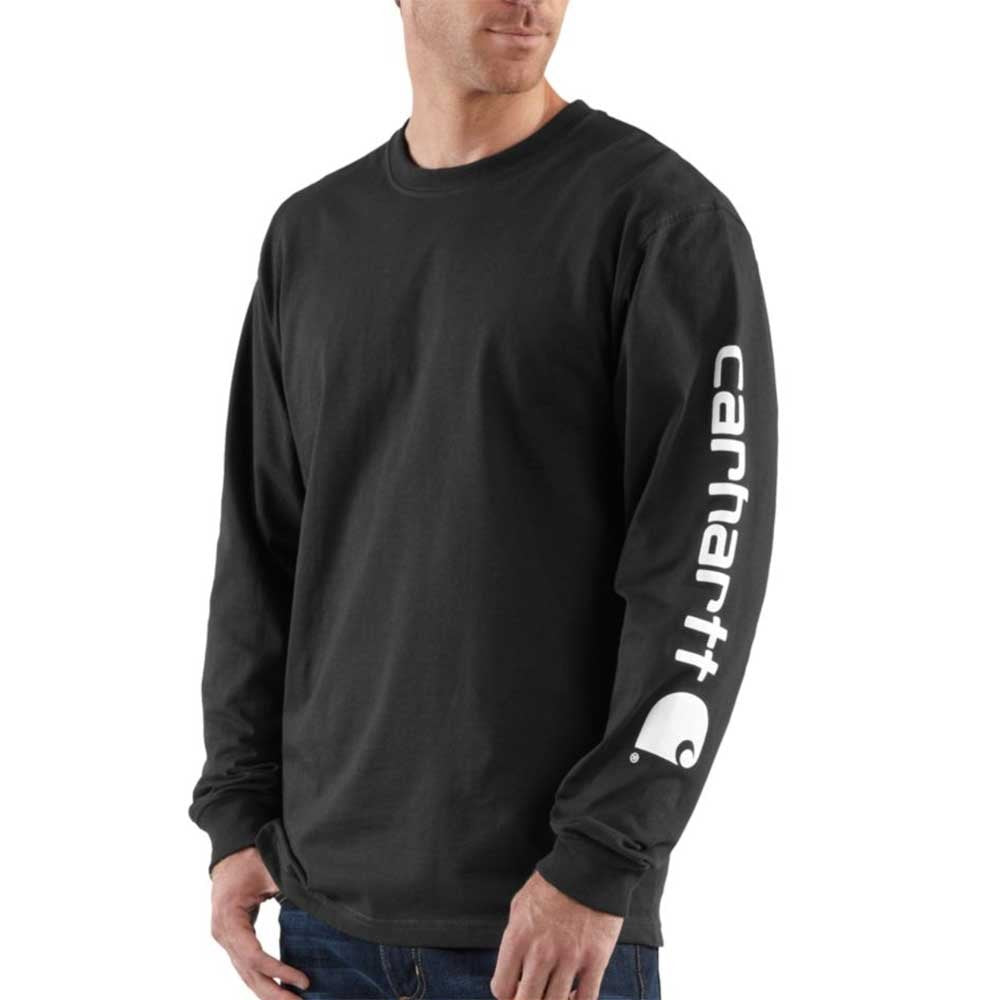 Carhatt Mens Loose Fit Heavyweight LongSleeve Logo Sleeve Graphic TShirt