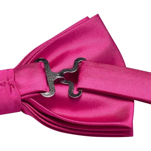 GUSLESON Mens Solid Color Double Fold Pre-tied Bow Tie and Pocket Square Cufflink Set with Gift Box