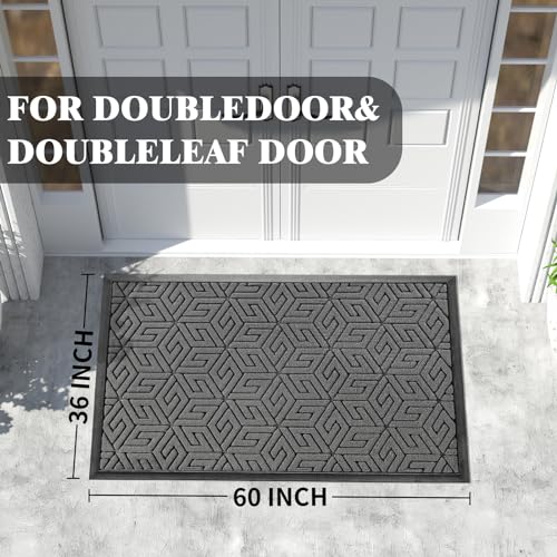 Yimobra Sturdy Front Entrance Door Mat, Heavy Duty Outdoor Indoor Doormat Entryway Floor Mat, Non Slip Rubber Backing, Easy Clean Shoe Scraper, Waterproof, Patio, Lawn, 17x29.5 Inch, Black