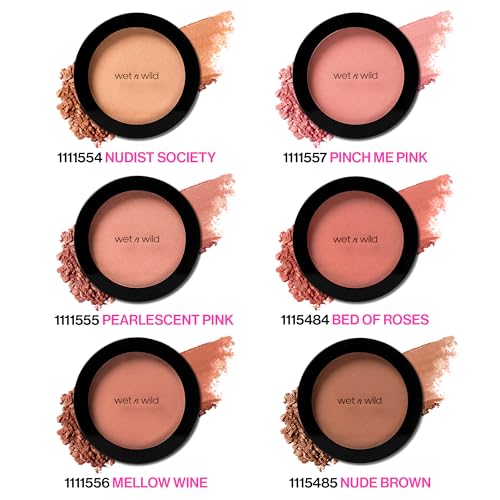 wet n wild Color Icon Blush, Effortless Glow & Seamless Blend infused with Luxuriously Smooth Jojoba Oil, Sheer Finish with a Matte Natural Glow, Cruelty-Free & Vegan - Pinch Me Pink