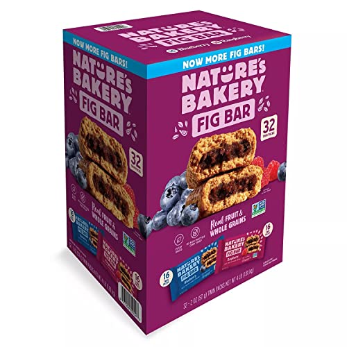 Natureâ€™s Bakery Whole Wheat Fig Bars, Blueberry, Real Fruit, Vegan, Non-GMO, Snack bar, Twin packs- 12 count