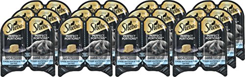 SHEBA Perfect Portions Cuts in Gravy Wet Cat Food Trays (24 Count, 48 Servings), Roasted Chicken, Gourmet Salmon and Tender Turkey Entrée Variety Pack, Easy Peel Twin-Pack Trays