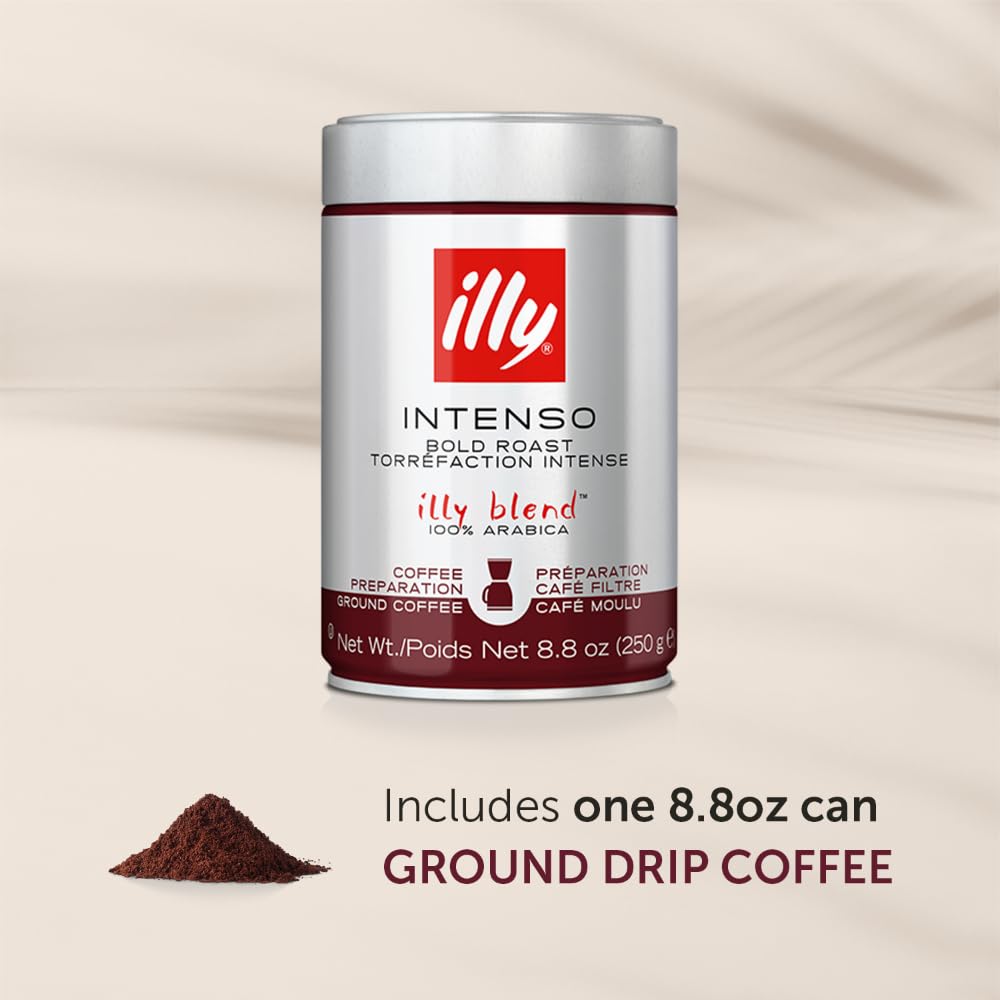 illy Ground Coffee Espresso - 100% Arabica Coffee Ground – Classico Medium Roast - Notes of Caramel, Orange Blossom & Jasmine - Rich Aromatic Profile - Precise Roast - No Preservatives – 8.8 Ounce