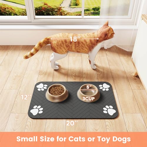 Pet Feeding Mat-Absorbent Pet Placemat for Food and Water Bowl, with Waterproof Rubber Backing, Quick Dry Water Dispenser Mat for Dog and Cat,12"x20"