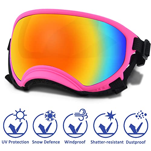 Large Dog Sunglasses, Dog Goggles with Adjustable Strap UV Protection Winproof Dog Puppy Sunglasses, Suitable for Medium-Large Dog Pet Glasses, Dogs Eyes Protection