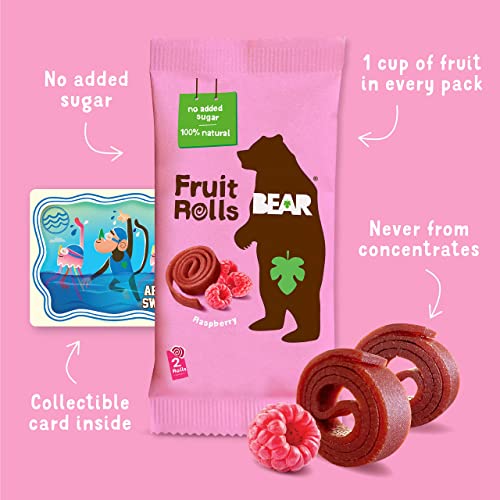 BEAR Real Fruit Snack Rolls - Gluten Free, Vegan, and Non-GMO - Strawberry – Healthy School And Lunch Snacks For Kids And Adults, 0.7 Ounce (Pack of 12)