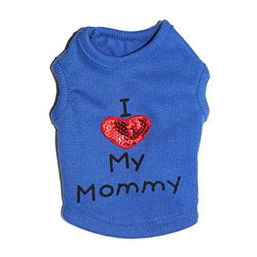 Dog Shirts Slogan Vest I Love My Daddy/Mommy Cute Heart T-Shirt Clothes for Chiuahaha Poodle Teacup Shihtzu Yorkie Bulldog Small Puppy Costume