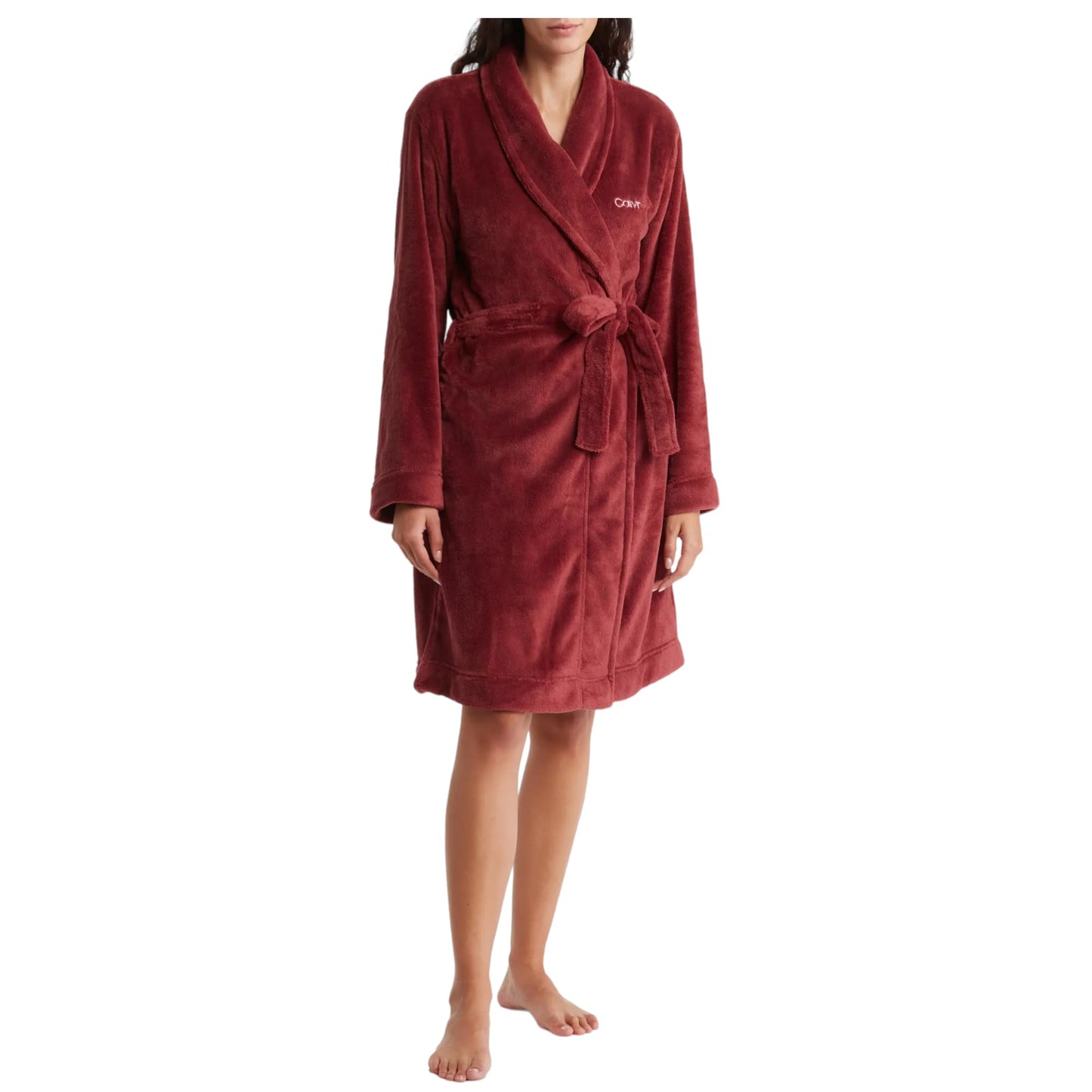 Calvin Klein Women's Logo Belted Fluffy Soft Robe