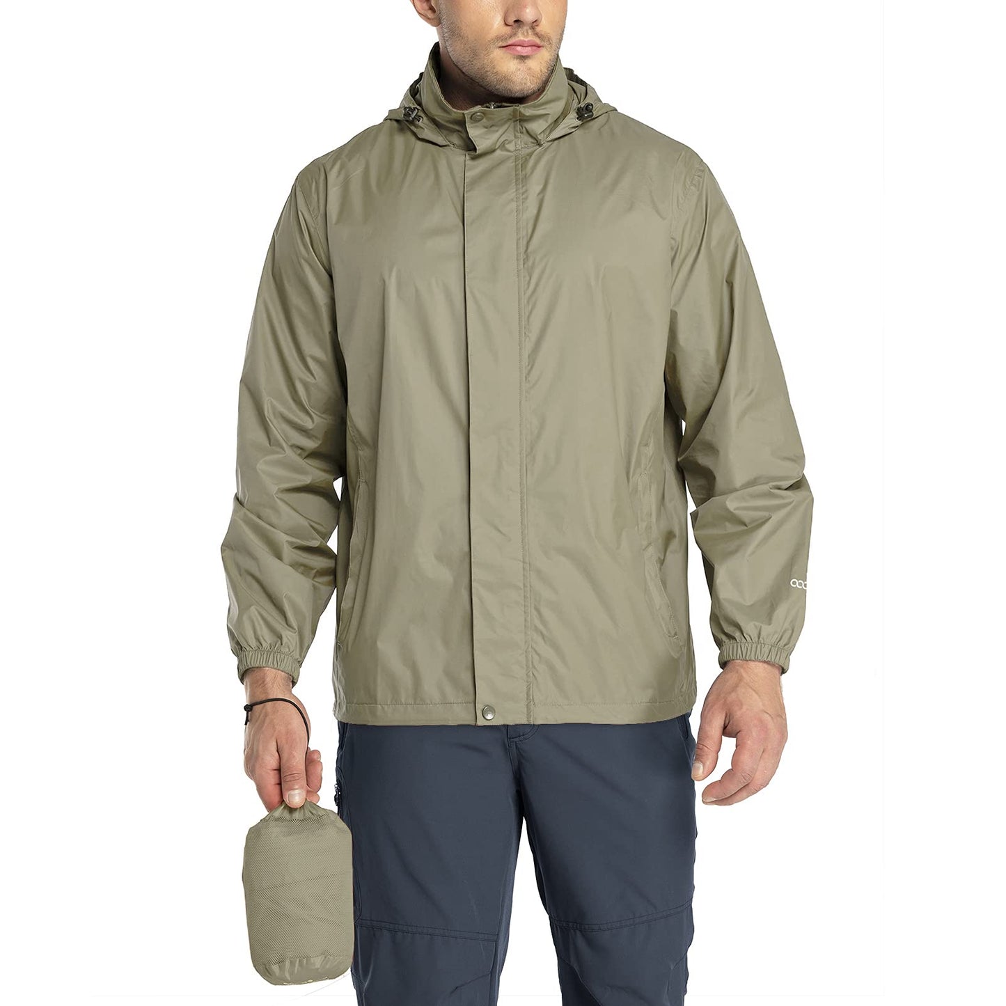 33,000ft Packable Rain Jacket Men's Lightweight Waterproof Rain Shell Jacket Raincoat with Hood for Golf Cycling Windbreaker