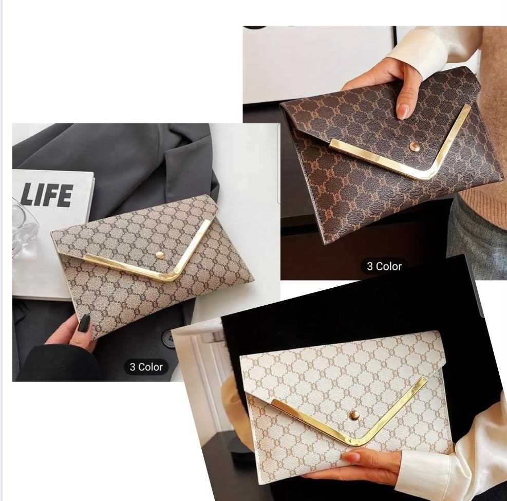 Women Trendy Geometric Designer design PU Evening Purse Elegant Handheld Fashion Print Envelope Evening Purse. (3 Colors)