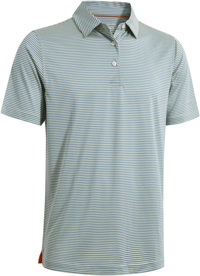 Men's Golf Polo Shirts Short Sleeve Striped Performance Moisture Wicking Dry Fit Golf Shirts for Men