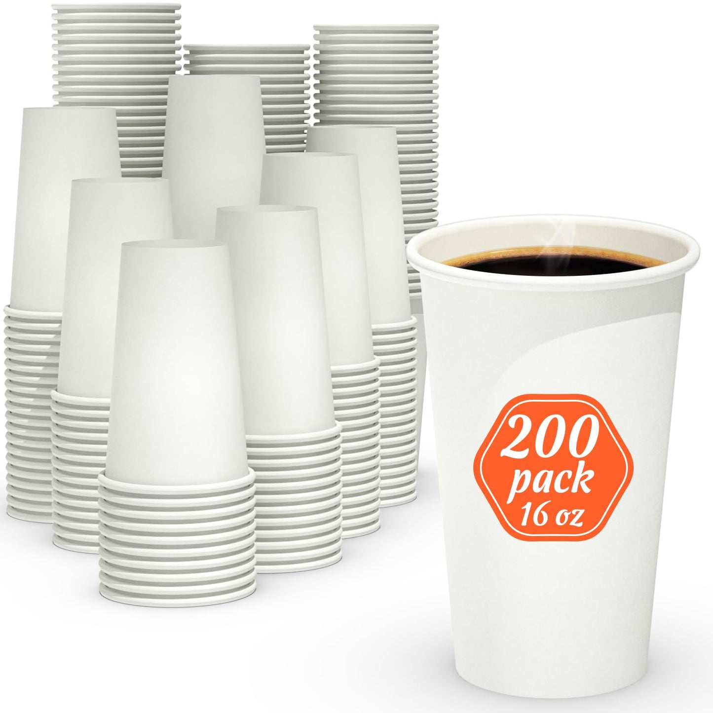 100 Count 12 oz Coffee Cups, Leak-Free Food Safe Paper Cups 12 oz, Disposable Coffee Cups, Hot Paper Coffee Cups 12oz, White Paper Cups for Cold and Hot Drinks