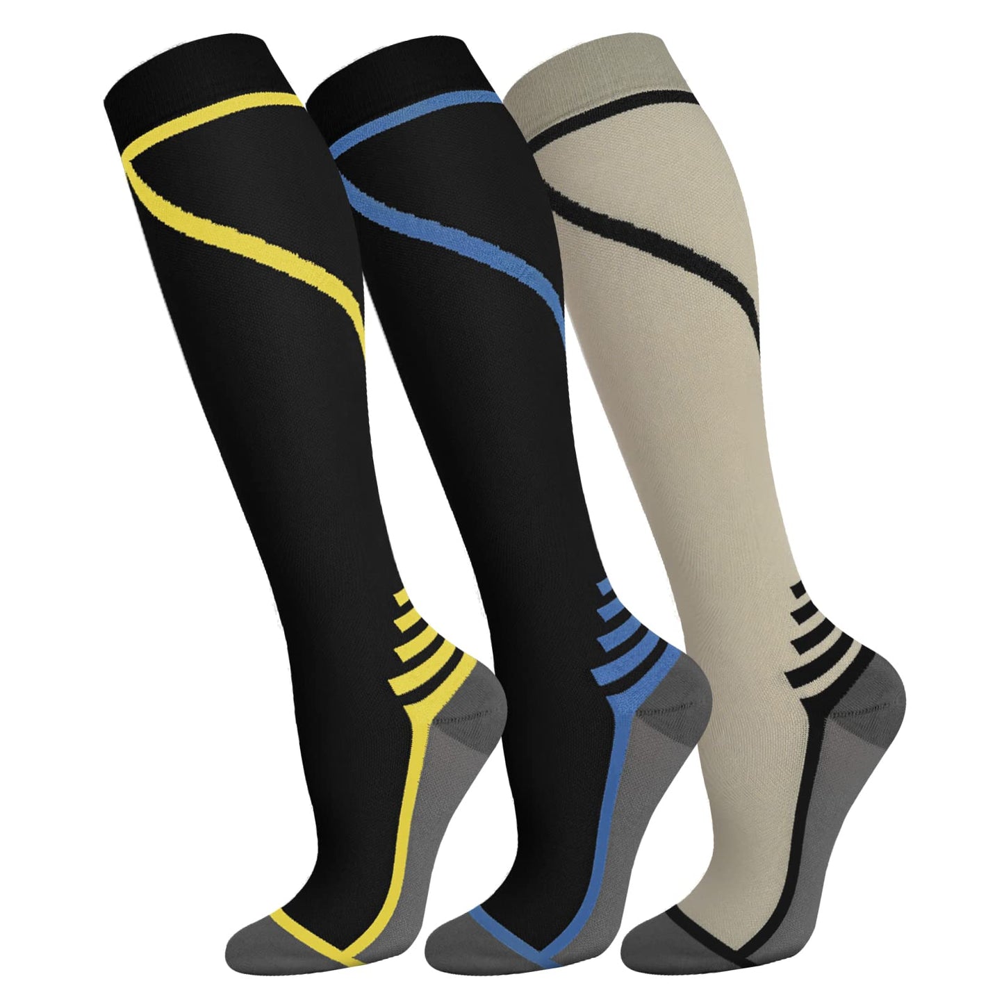 FuelMeFoot 3 Pack Copper Compression Socks - Compression Socks Women & Men Circulation - Best for Medical,Running,Athletic