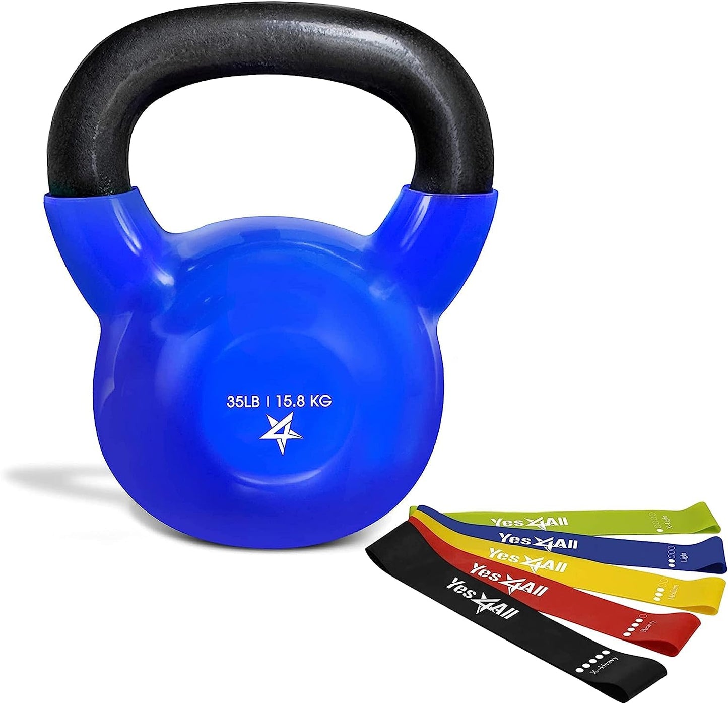 Yes4All Kettlebell Vinyl Coated Cast Iron – Great for Dumbbell Weights Exercises, Full Body Workout Equipment Push up, Grip Strength and Strength Training, PVC