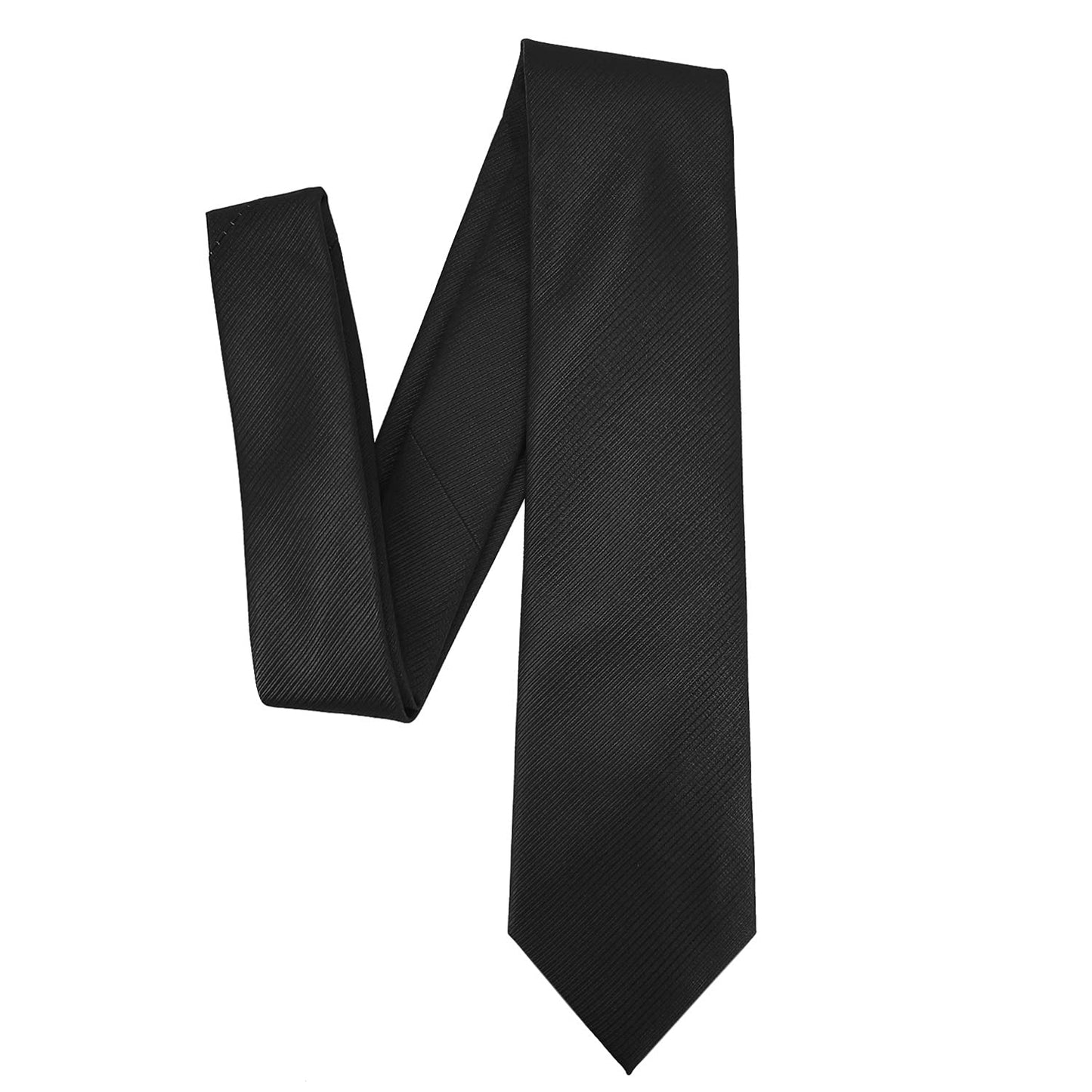 KOOELLE Men's Ties Solid Pure Color Plain Formal Black Ties For Men