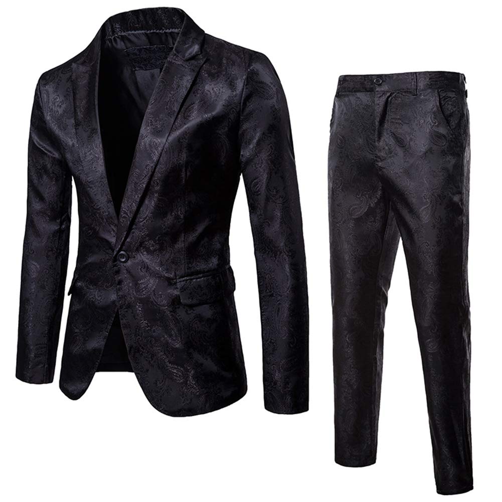 Cloudstyle Mens 2 Piece Paisley Dress Suit One Button Party Wedding Blazer Pants Sets