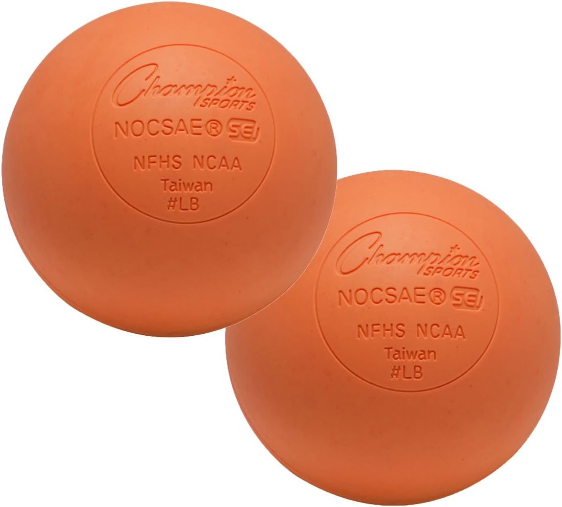 Champion Sports Orange Lacrosse Balls, Official Size - NCAA, NFHS & SEI Certified, 2 count (Pack of 1)