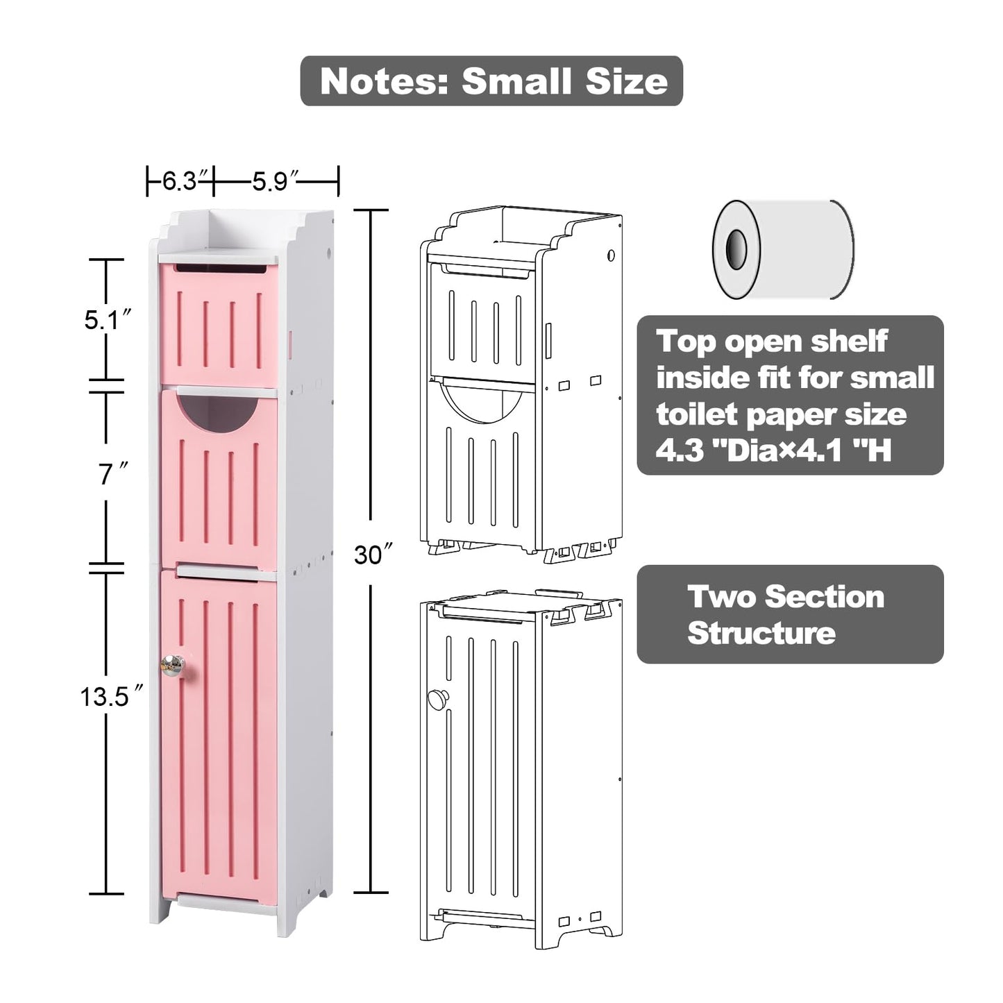 AOJEZOR Bathroom Furniture Sets,Small Bathroom Storage Cabinet Great for Toilet Paper Holder,Toilet Paper Cabinet for Small Spaces,White Bathroom Organizer