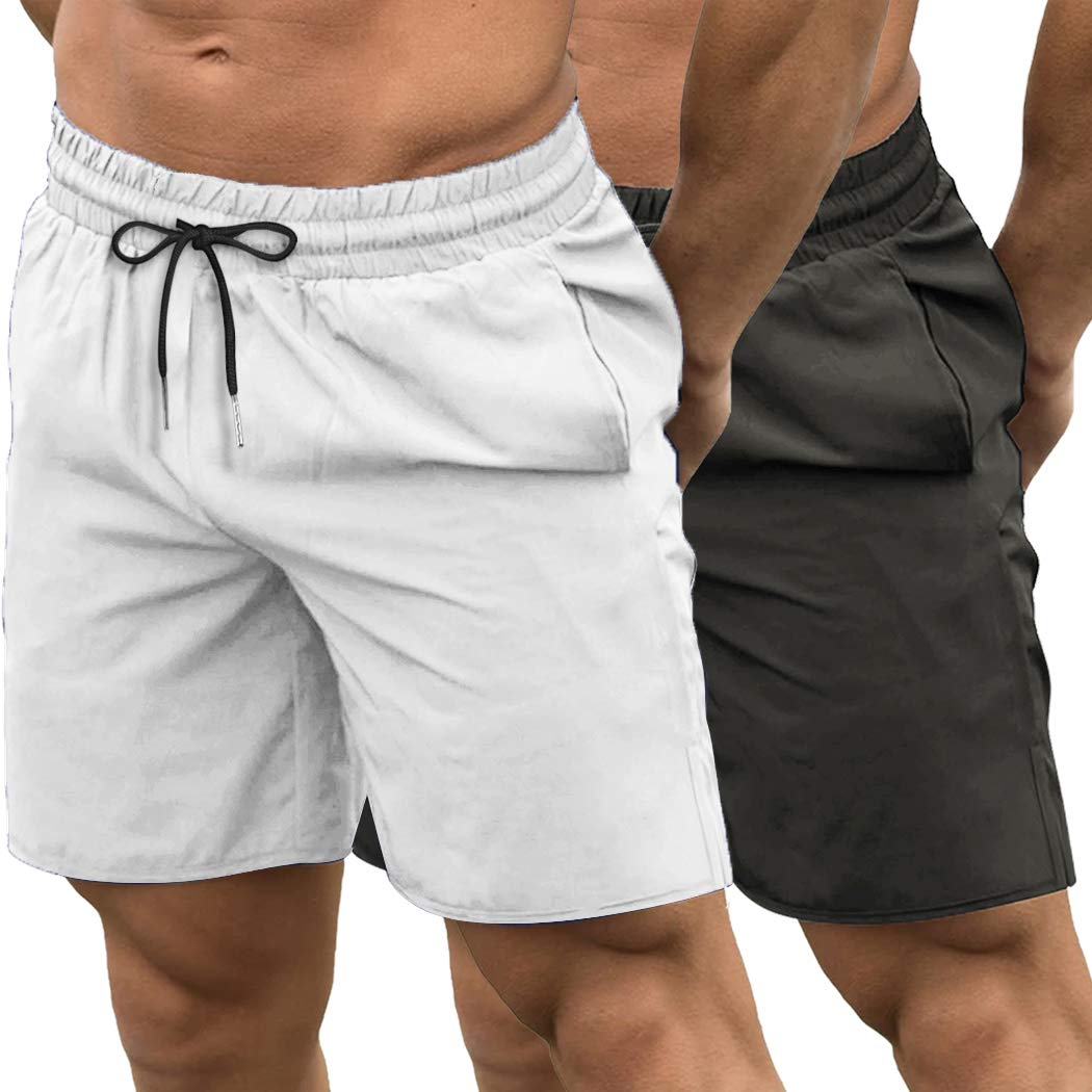 COOFANDY Men's 2 Pack Gym Workout Shorts Quick Dry Bodybuilding Weightlifting Pants Training Running Jogger with Pockets