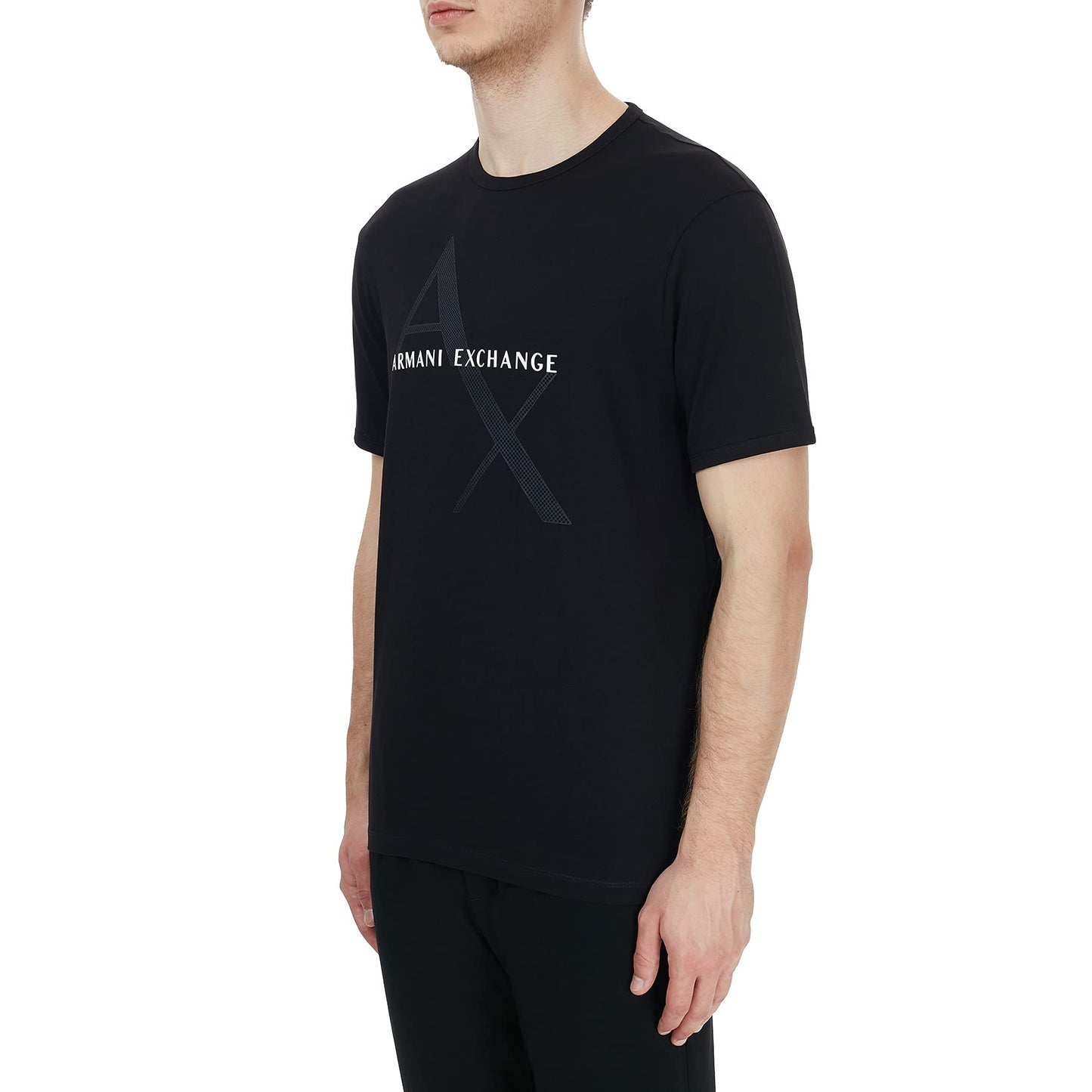 A|X ARMANI EXCHANGE Men's Tonal and Contrast Logo Core Crew Neck T Shirt