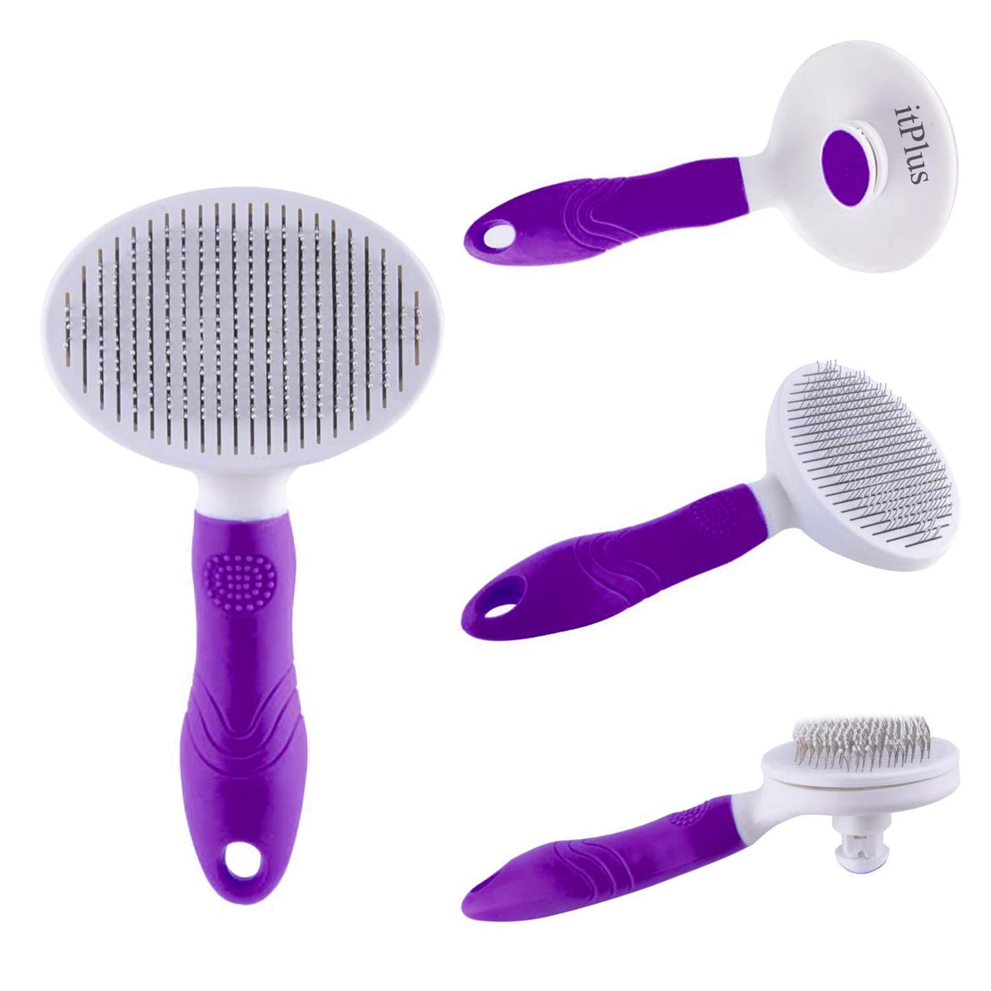 Cat Grooming Brush, Self Cleaning Slicker Brushes for Dogs Cats Pet Grooming Brush Tool Gently Removes Loose Undercoat, Mats Tangled Hair Slicker Brush for Pet Massage- Upgraded (BLUE)