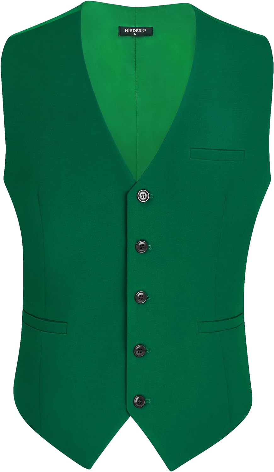 HISDERN Men's Suit Vest Business Formal Dress Waistcoat Vest with 3 Pockets for Suit or Tuxedo