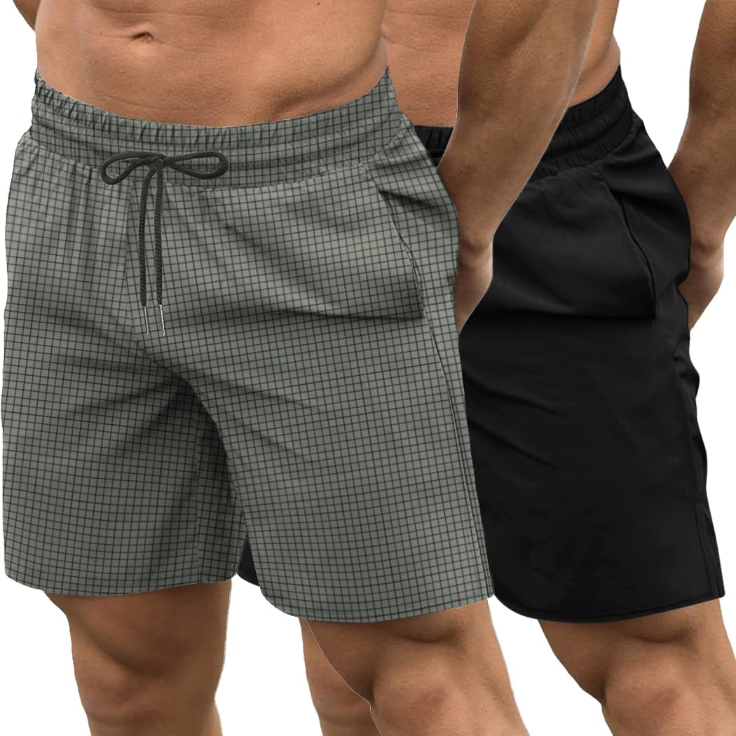 COOFANDY Men's 2 Pack Gym Workout Shorts Quick Dry Bodybuilding Weightlifting Pants Training Running Jogger with Pockets