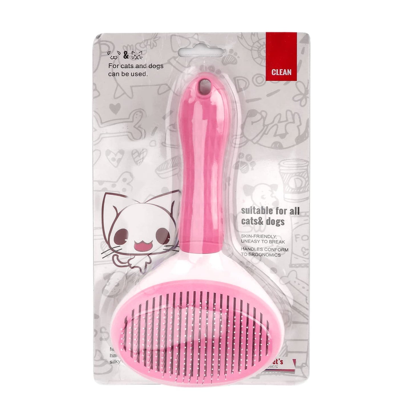 Depets Self Cleaning Slicker Brush, Dog Cat Bunny Pet Grooming Shedding Brush - Easy to Remove Loose Undercoat, Pet Massaging Tool Suitable for Pets with Long or Short Hair