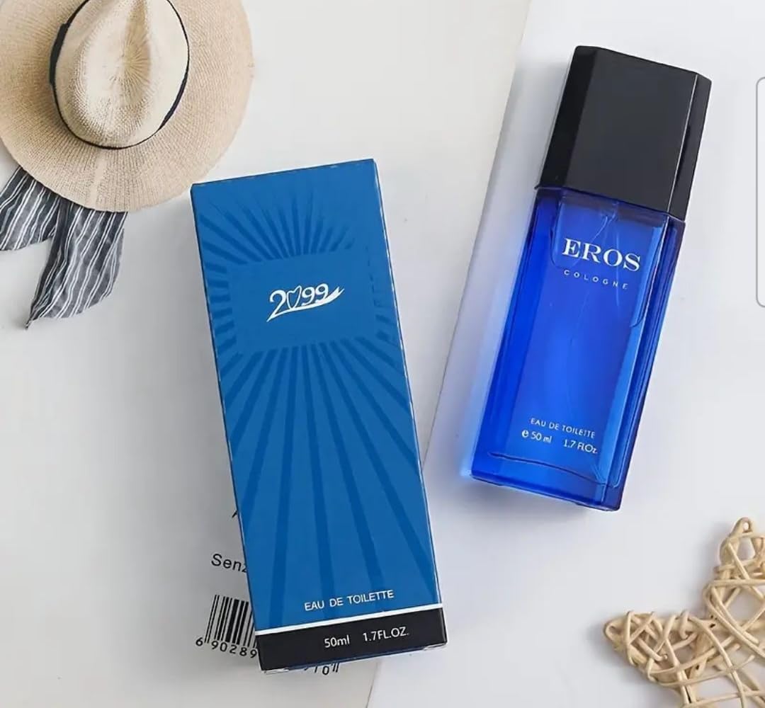 EROS Designer like 1.69oz Eau Toilette Cologne for men, Refreshing long lasting fragrances with Oriental Notes for a unique blend of Notes. (2 scents available) (BLUE)