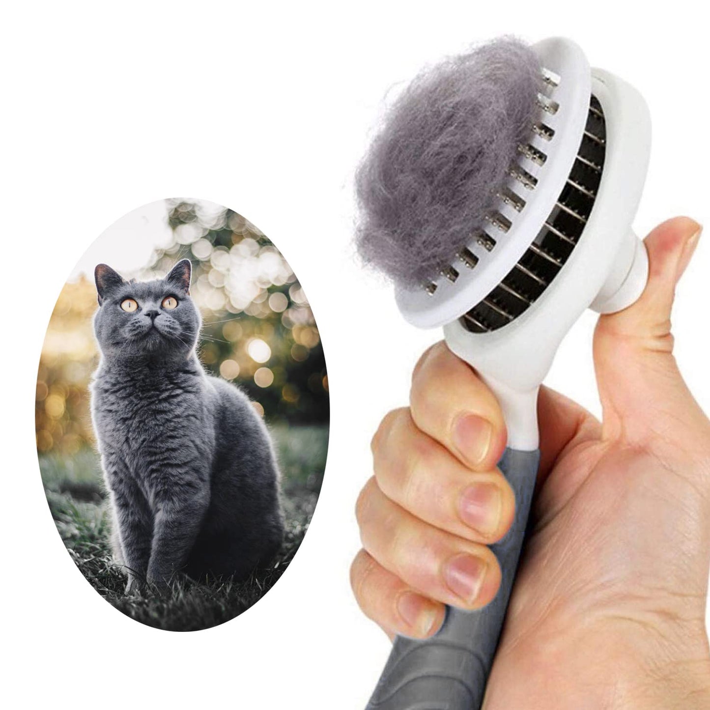 Cat Grooming Brush, Self Cleaning Slicker Brushes for Dogs Cats Pet Grooming Brush Tool Gently Removes Loose Undercoat, Mats Tangled Hair Slicker Brush for Pet Massage- Upgraded (BLUE)