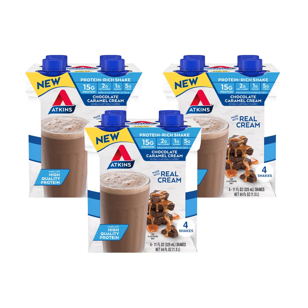 Atkins Milk Chocolate Delight Protein Shake, 15g Protein, Low Glycemic, 2g Net Carb, 1g Sugar, Keto Friendly, 12 Count