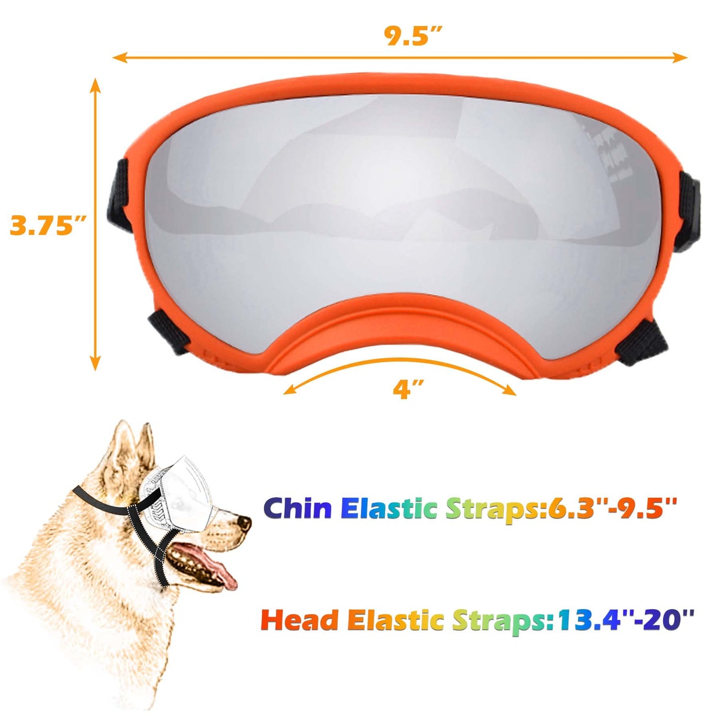 Large Dog Sunglasses, Dog Goggles with Adjustable Strap UV Protection Winproof Dog Puppy Sunglasses, Suitable for Medium-Large Dog Pet Glasses, Dogs Eyes Protection