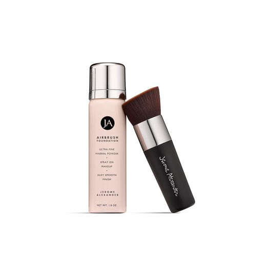 MagicMinerals AirBrush Foundation by Jerome Alexander – 2pc Set with Airbrush Foundation and Kabuki Brush - Spray Makeup with Anti-aging Ingredients for Smooth Radiant Skin (Light)