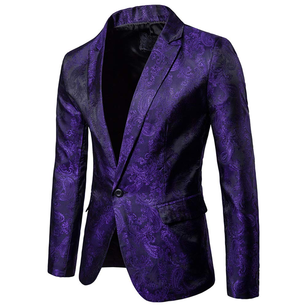 Cloudstyle Mens 2 Piece Paisley Dress Suit One Button Party Wedding Blazer Pants Sets