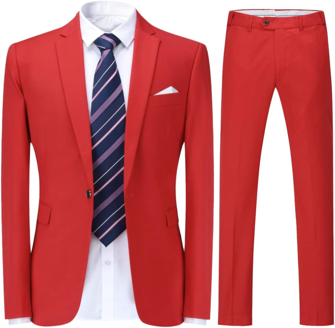 Cloudstyle Men's Suit Single-Breasted One Button Center Vent 2 Pieces Slim Fit Formal Suits