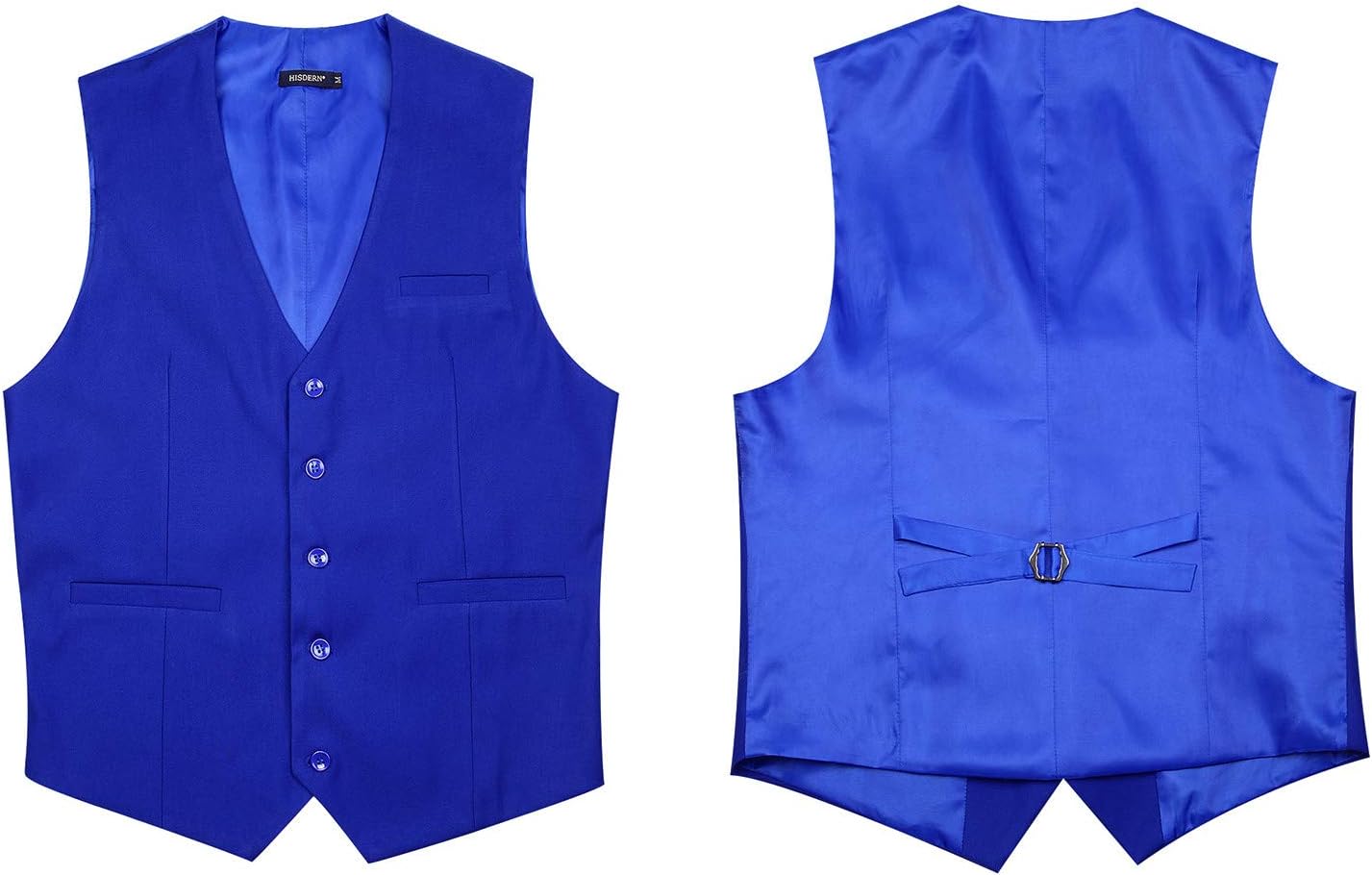 HISDERN Men's Suit Vest Business Formal Dress Waistcoat Vest with 3 Pockets for Suit or Tuxedo