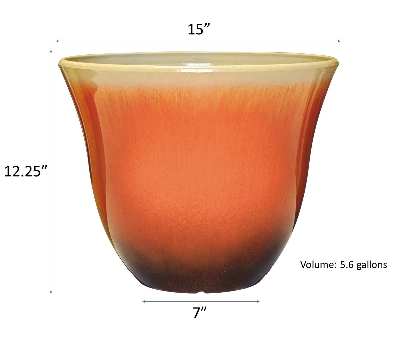 Classic Home and Garden Honeysuckle Resin Flower Pot Planter, Tequila Sunrise, 13"