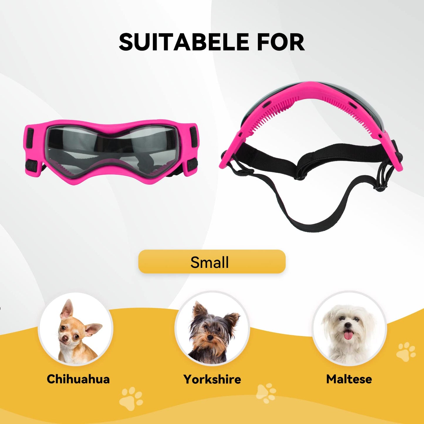 PETLESO Dog Goggles Small Breed, Dog Sunglasses for Small Breed UV Protection Eyewear for Small Dog Outdoor Riding Driving, Small Black