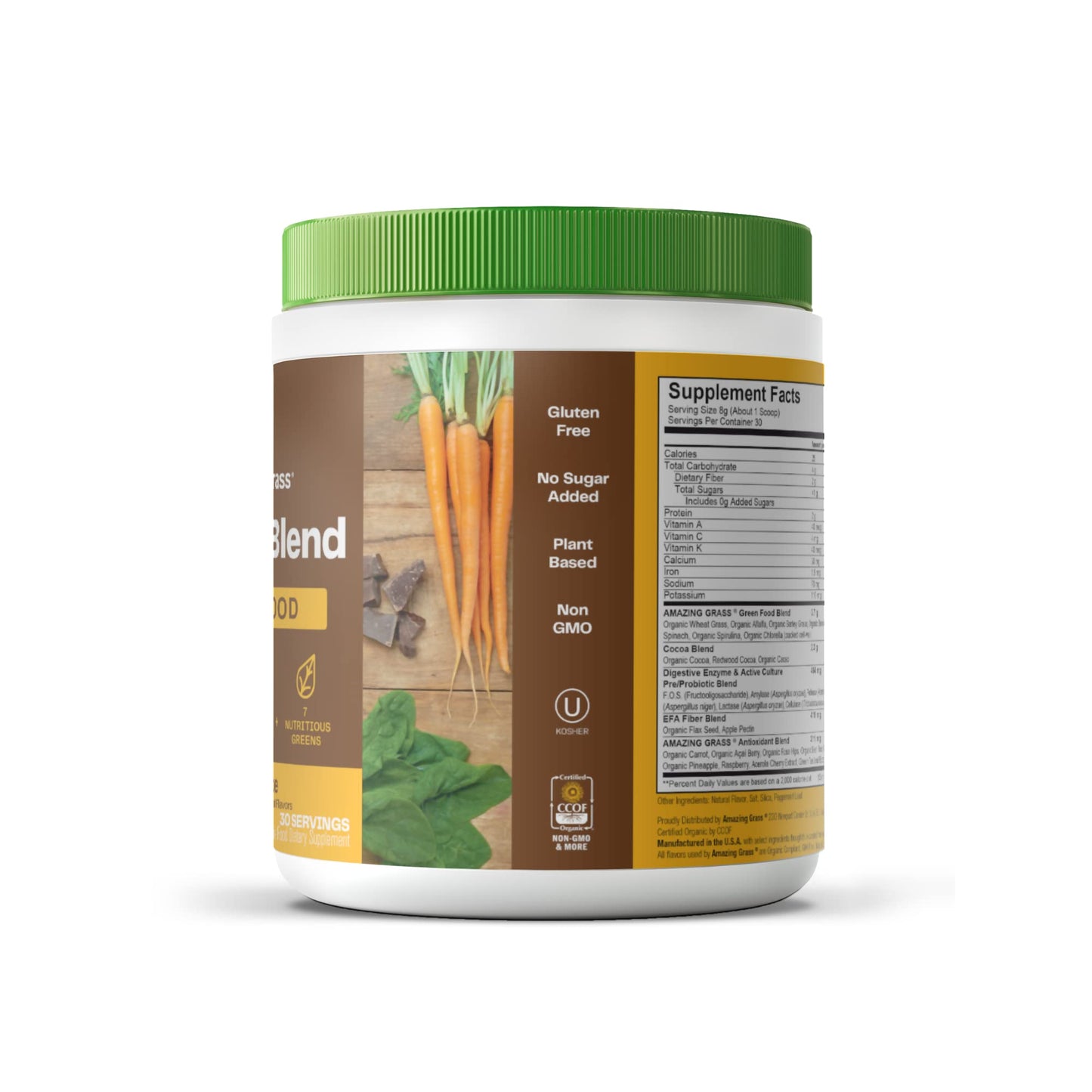 Amazing Grass Greens Superfood Powder: Greens Powder with Digestive Enzymes & Probiotics, Organic Spirulina, Chlorella, and Beet Root Powder, Original, 30 Servings