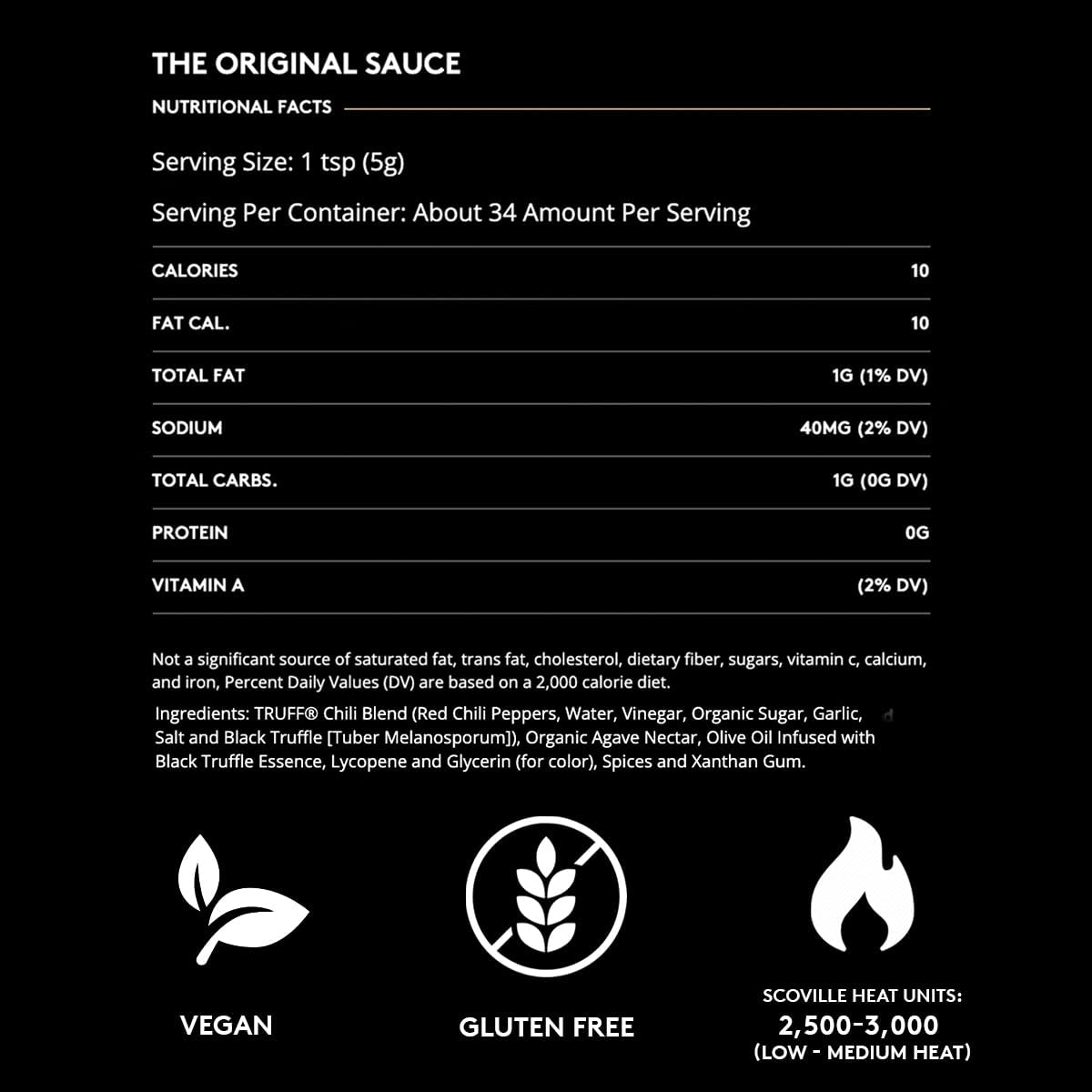 TRUFF Original Black Truffle Hot Sauce, Gourmet Hot Sauce with Ripe Chili Peppers, Black Truffle Oil, Agave Nectar, Unique Flavor Experience in a Bottle, 6 oz.