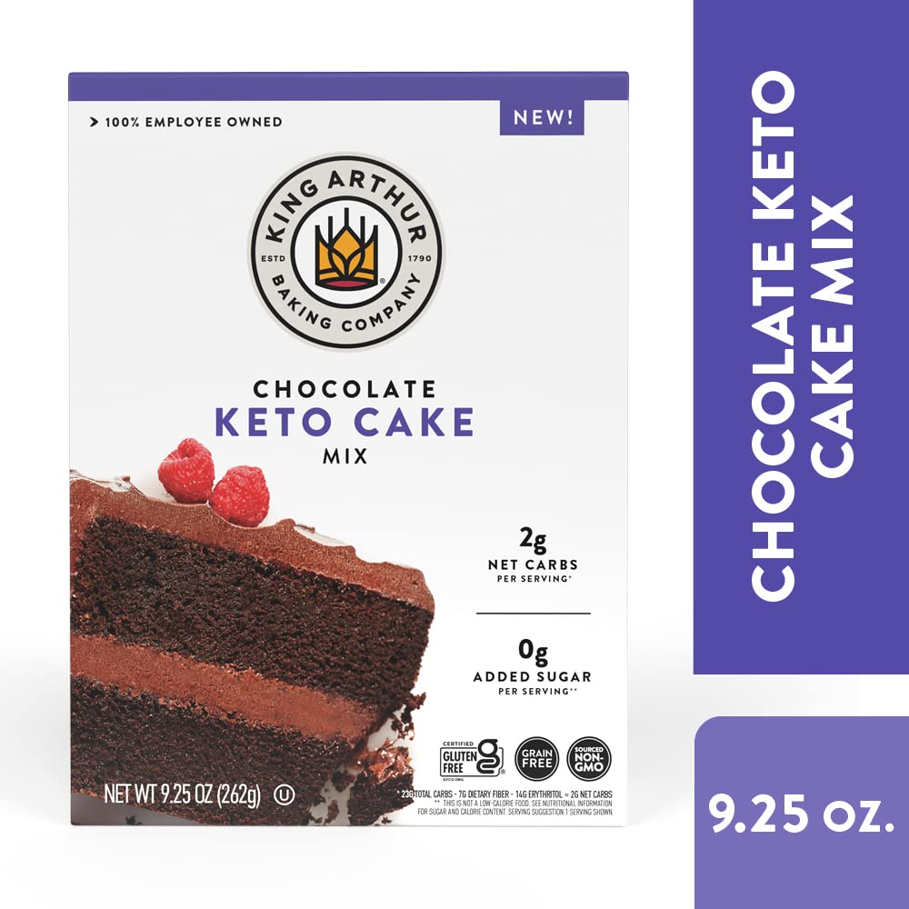 King Arthur Baking Keto Cake Mix, Yellow, 2g Net Carbs 0g Added Sugar Per Serving, Low Carb & Keto Friendly, 9oz, White