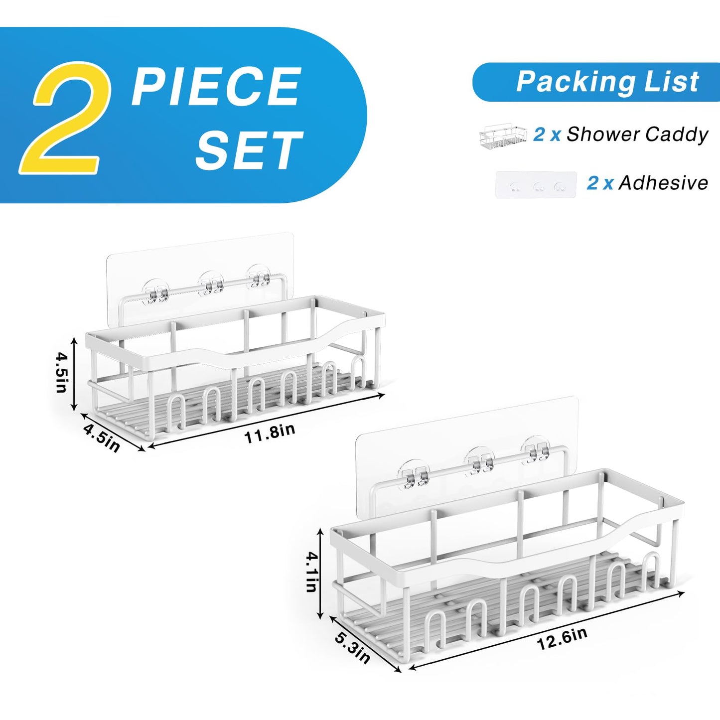 EUDELE Shower Caddy 2 Pack,Adhesive Shower Organizer for Bathroom Storage&Home Decor&Kitchen organizers and storage,No Drilling,Rustproof Stainless Steel Bathroom Shelf Organizer,Bathroom Decor Sets