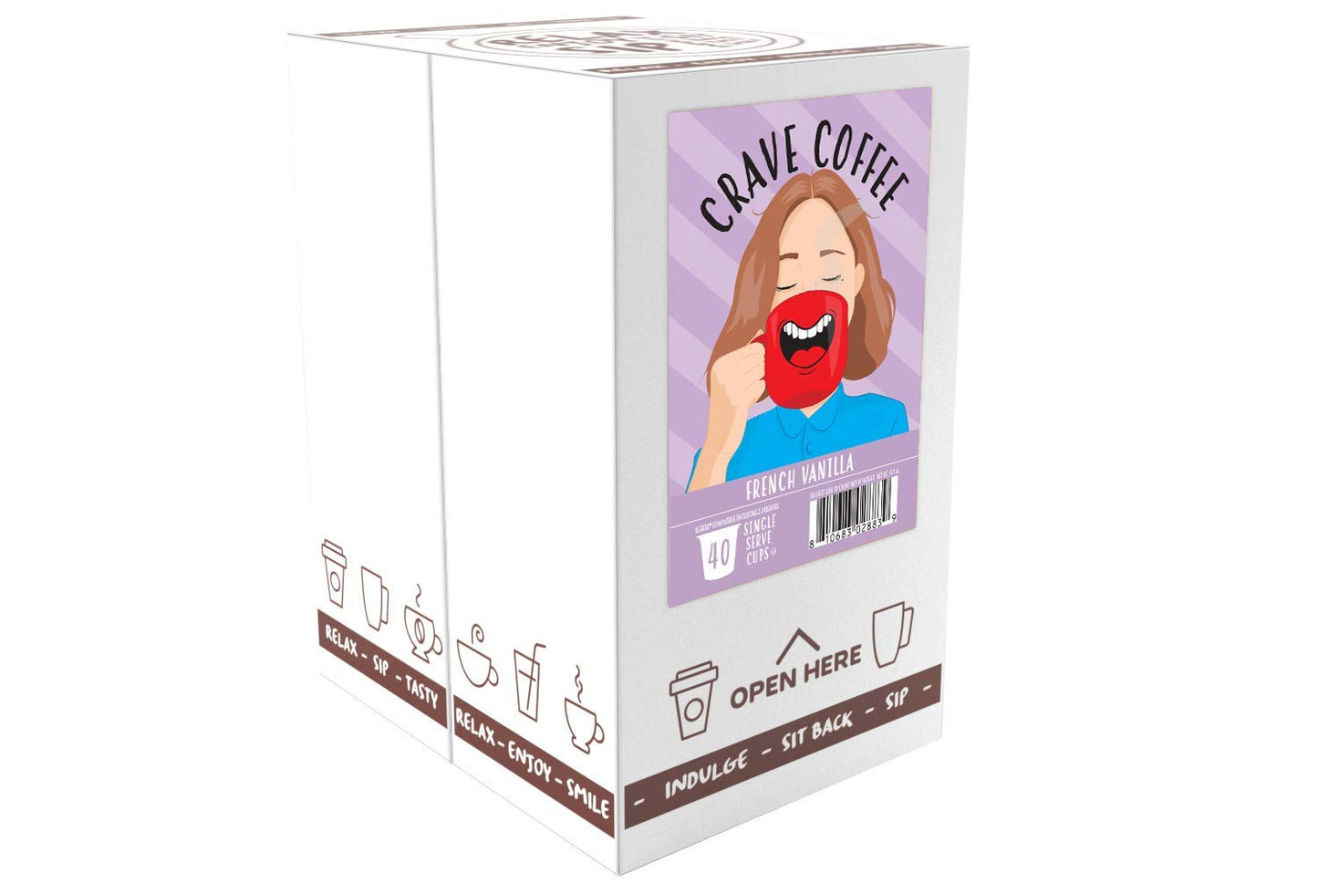 Crave Beverages Flavored Coffee Pods Sampler, Compatible with 2.0 K-Cup Brewers, Assorted Variety Pack, 100 Count