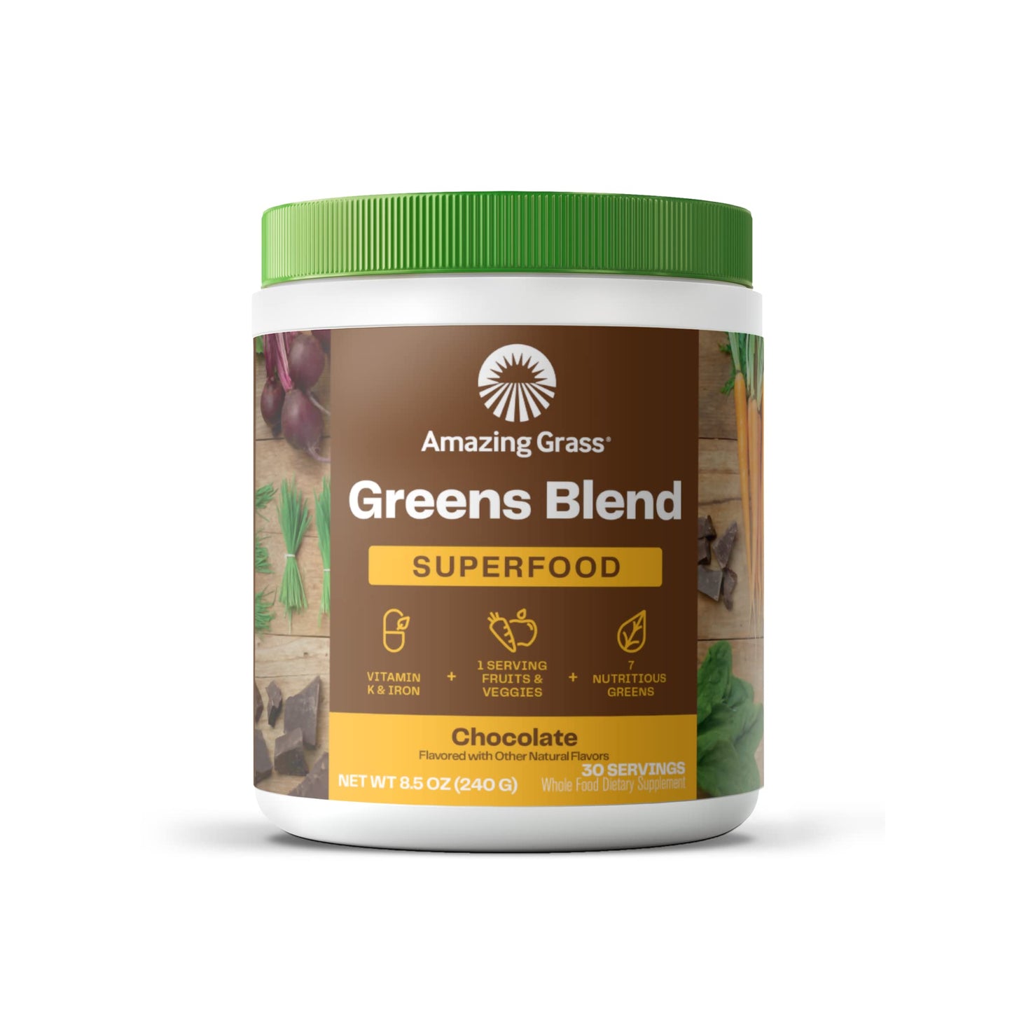 Amazing Grass Greens Superfood Powder: Greens Powder with Digestive Enzymes & Probiotics, Organic Spirulina, Chlorella, and Beet Root Powder, Original, 30 Servings