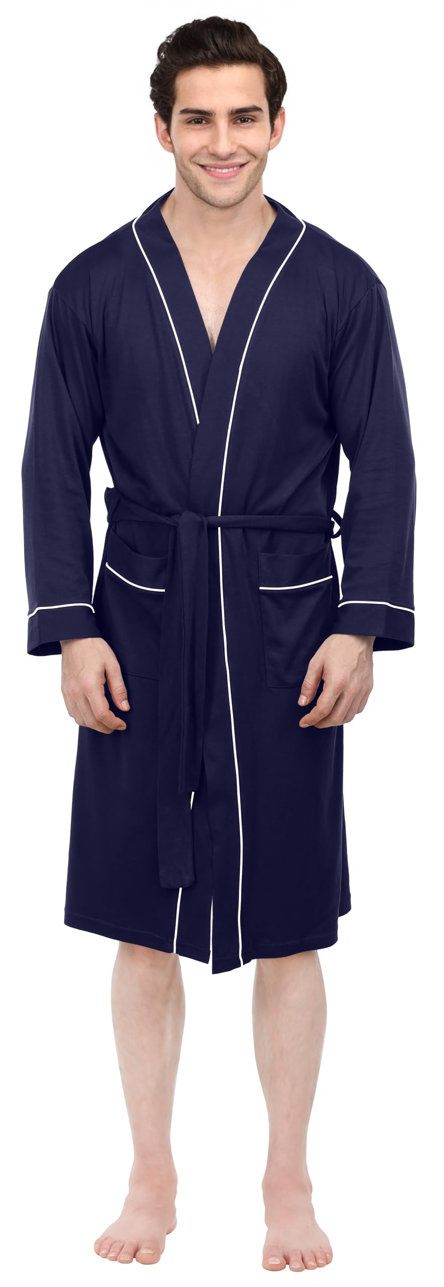 NY Threads Men's Lightweight Knit Robe Cotton Blend Bathrobe